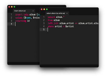 Write queries in the queries/ folder